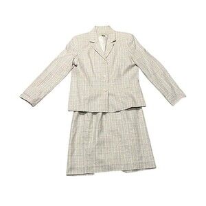 Norton Mcnaughton Suit Set Women's Size 8 Skirt Petite Career Wedding Silk Linen